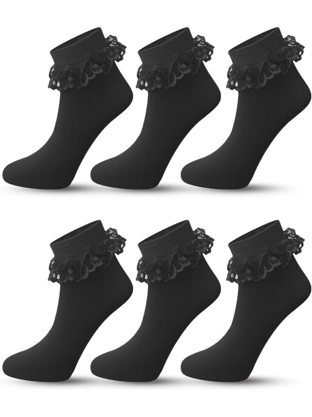 Frilly Lace Ruffle Ankle Socks for Women - Cute Nylon Fashion Footwear
